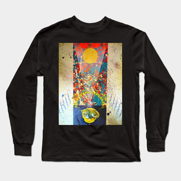 A Cat Named Cleveland Curled Up in a Coffee Cup Long Sleeve T-Shirt by Jacob Wayne Bryner 